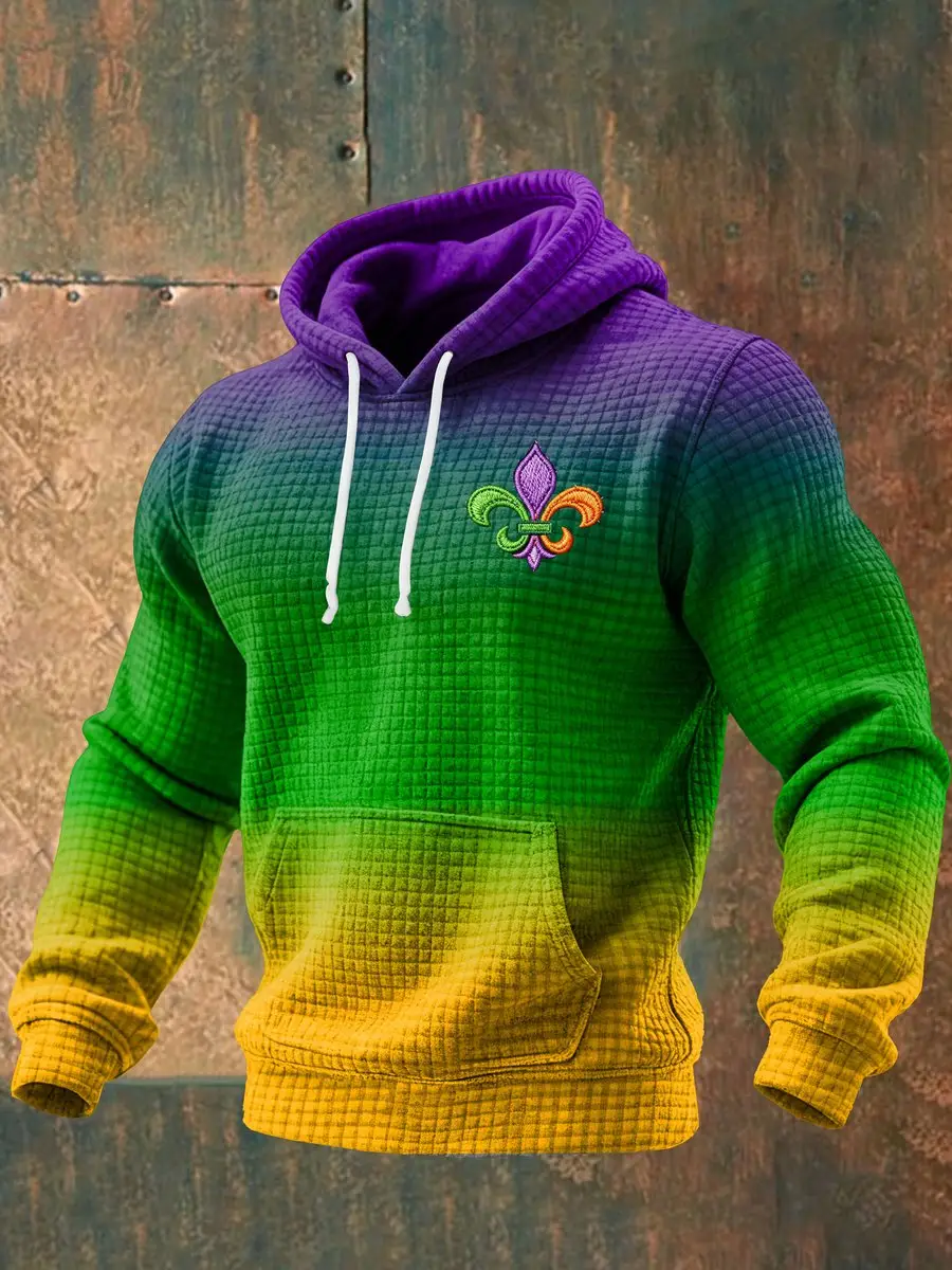 Mardi Gras Merch Hoodie Waffle Fat Tuesday Carnival Clothes Gift for Dad