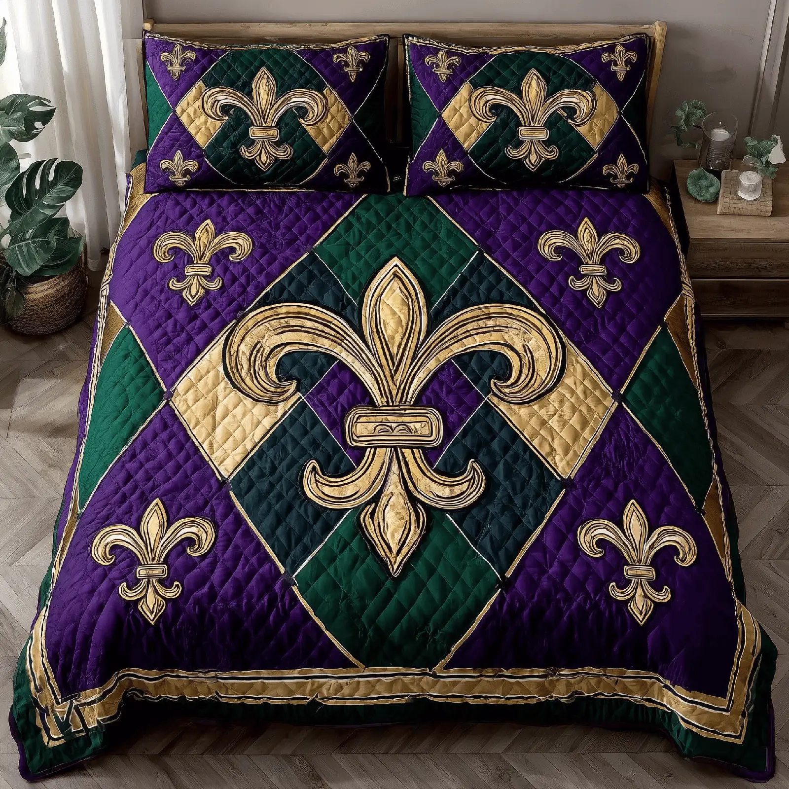 Mardi Gras Quilt Bedding Set Louisiana Mardi Gras Duvet Covers New Orleans Themed Gift