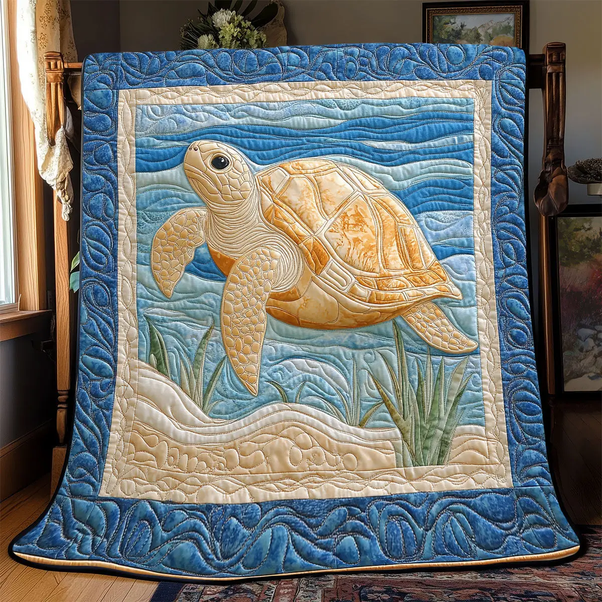 Marine Turtle Quilt Best Throw Blanket Good Gifts For Mother In Law