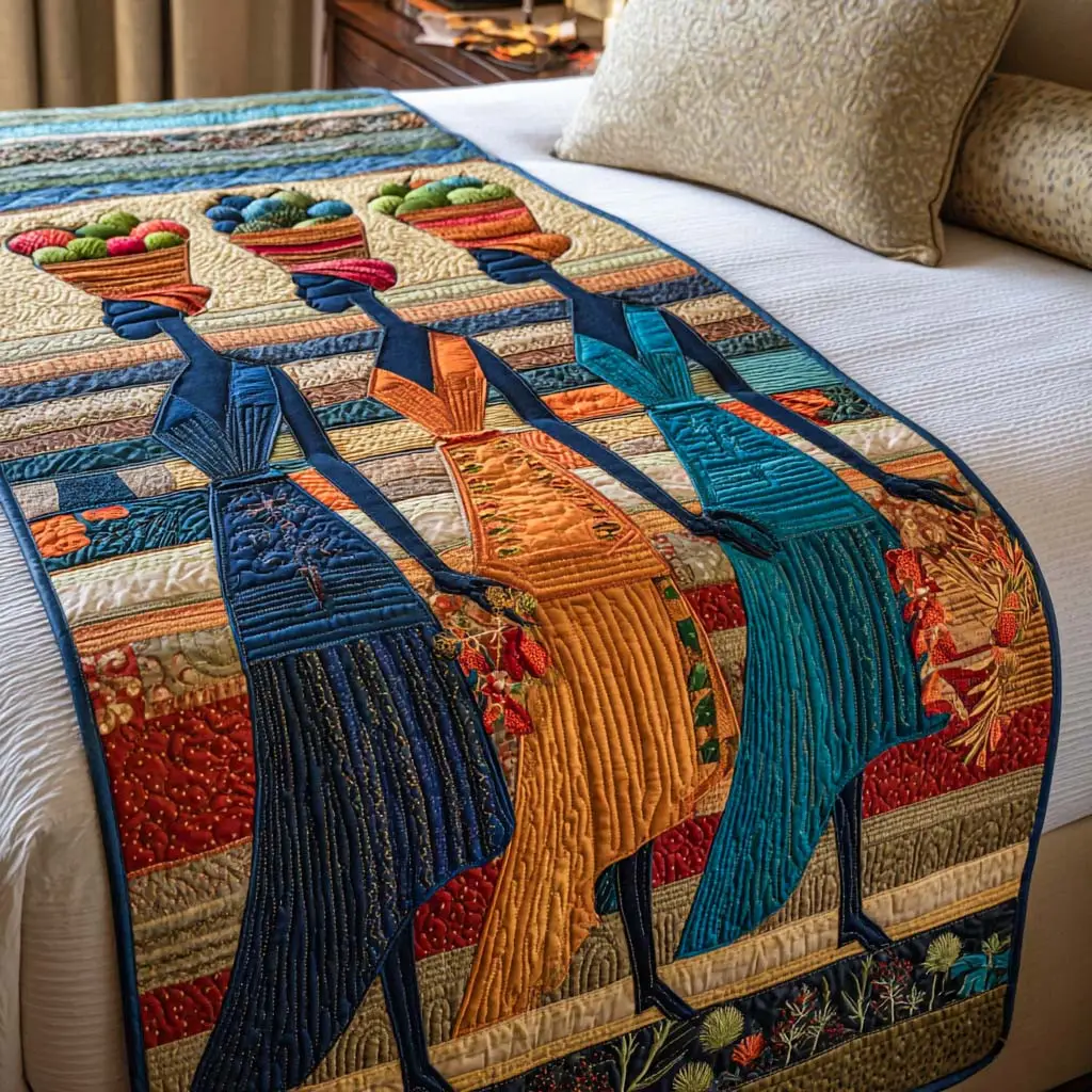 Market Day Melody Quilted Bed Runner Market Day Melody Country Home Gift