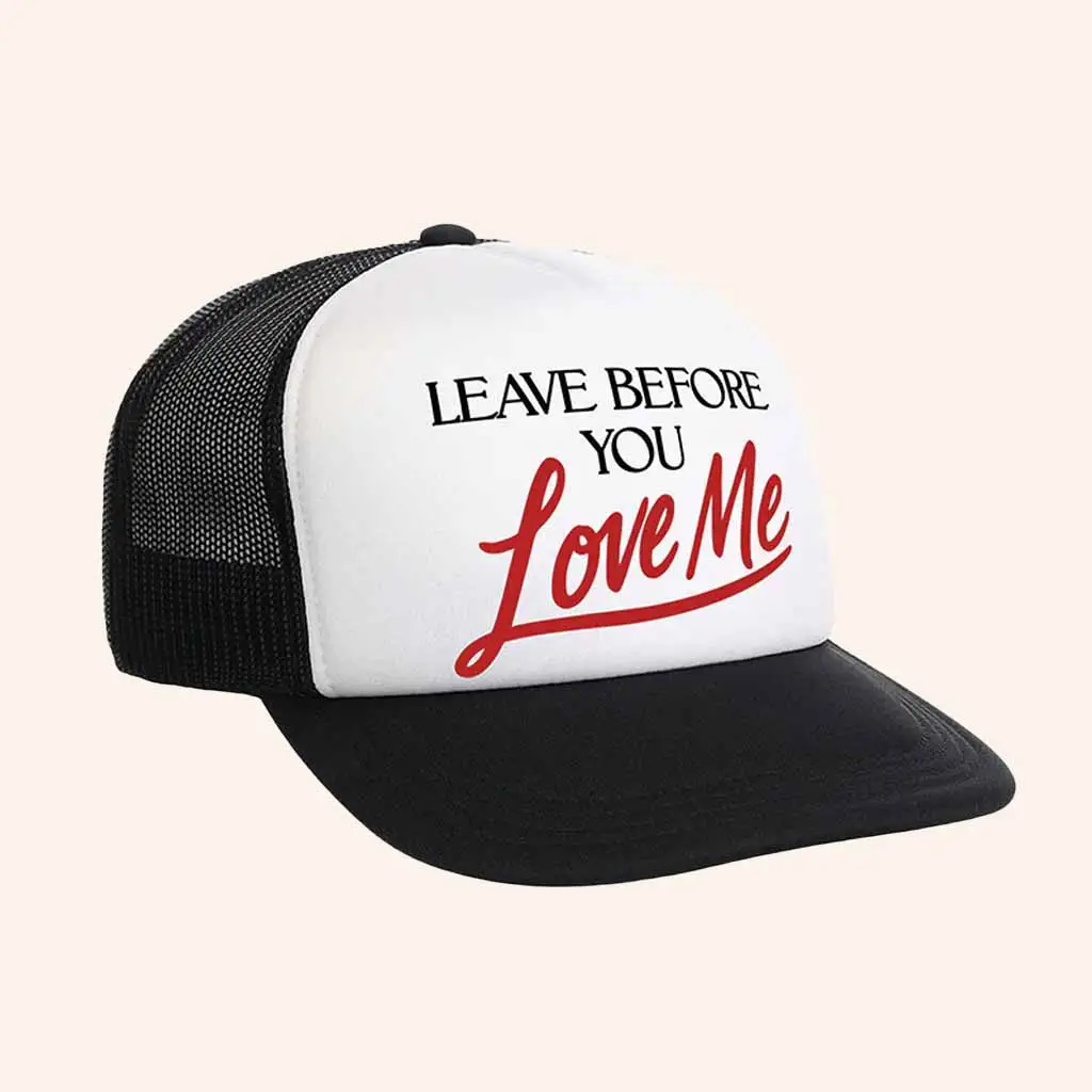 Marshmello Merch Leave Before You Love Me Trucker Hat Gift Ideas For Fans -WearandDecor