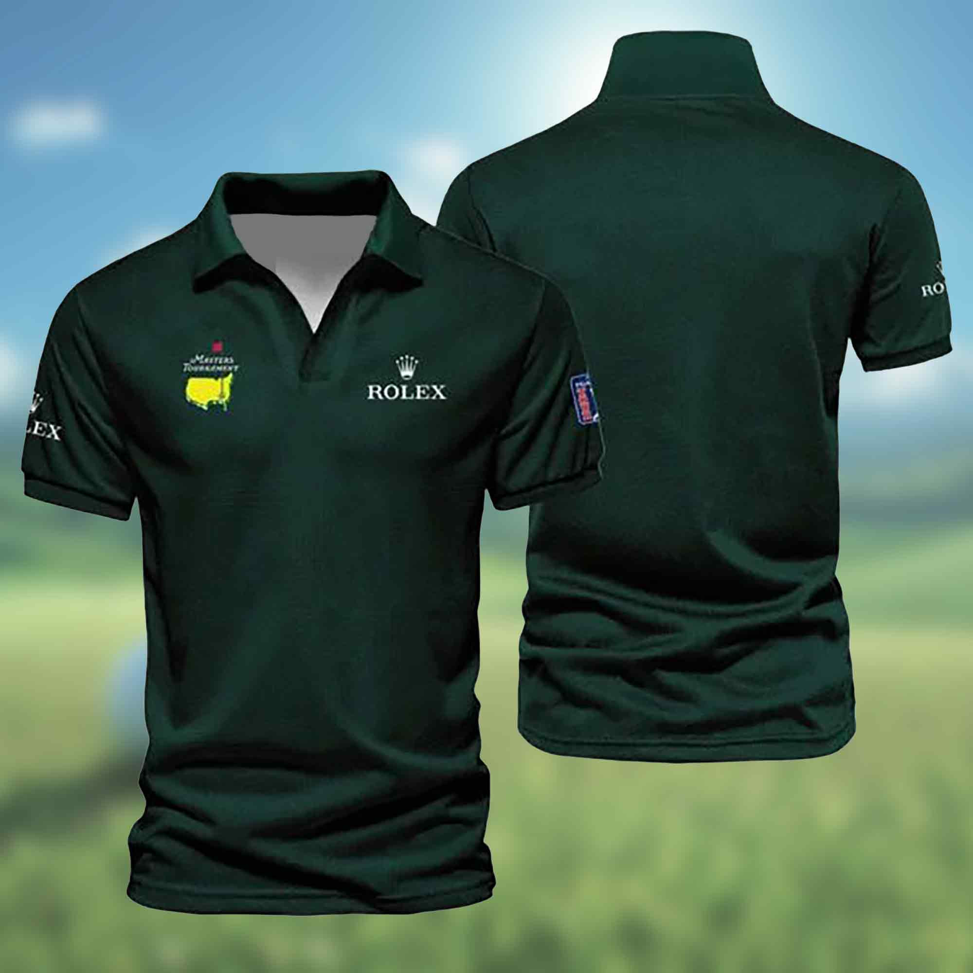 Masters Tournament Rolex Pattern Sport Jersey Dark Green Vneck Polo Shirt Style Classic Polo Shirt For Men