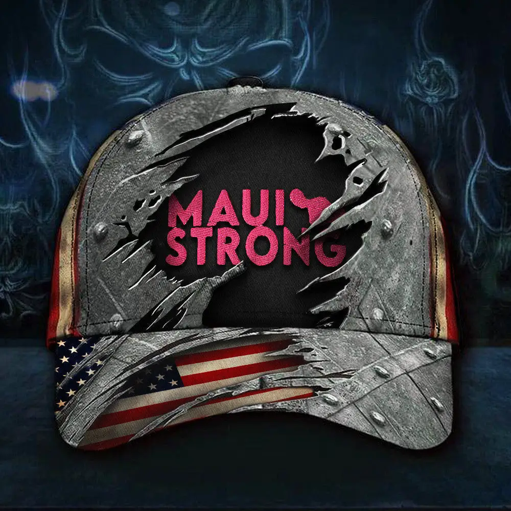 Maui Strong Hat Old Retro Pray For Maui Hawaii Wildfire Hat American Flag Gifts -WearandDecor
