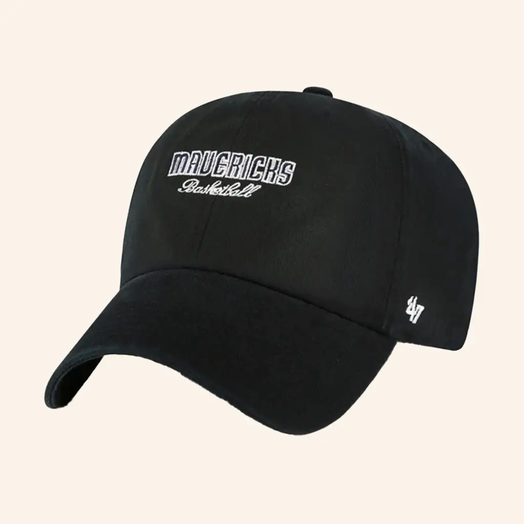 Mavs Merch Dallas Mavericks 47 Brand Black Embroidered Hat Xmas Gifts For Dad -WearandDecor