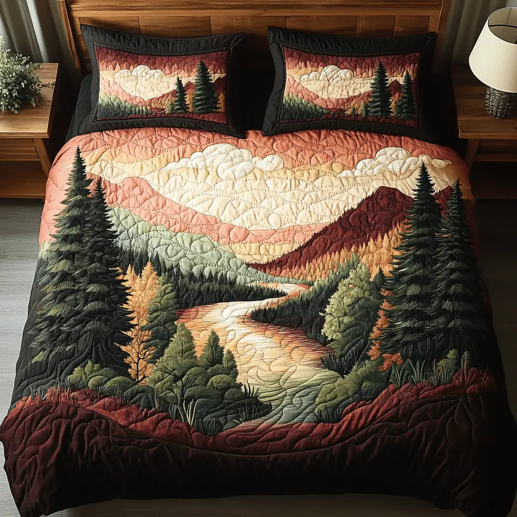 Meadow Calm Quilted Bedding Set Luxury Bed Sheet Gift Set for Ultimate Comfort