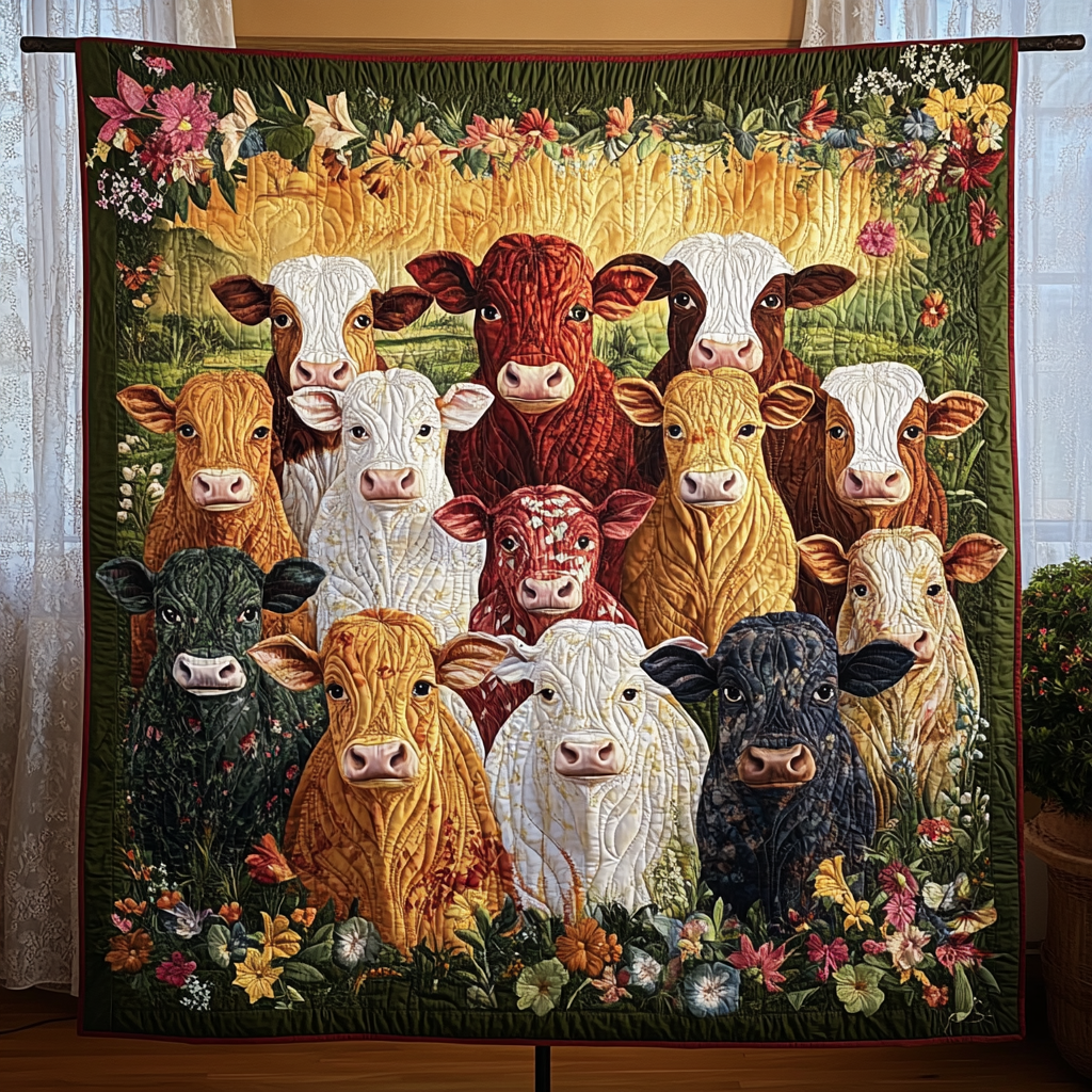 Meadow Moods Quilted Blanket Best Throw Blanket Presents For Cow Lovers Meadow Moods Quilted Blanket Best Throw Blanket Presents For Cow Lovers - Image 1
