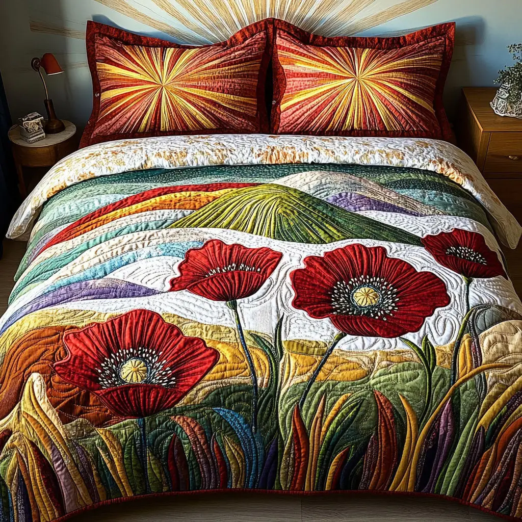 Meadow Serenity Quilted Bedding Set Soft and Cozy Bedding Set for Comfortable Sleep