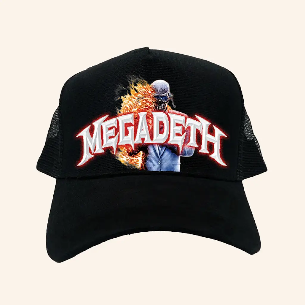 Megadeth Merch Megadeth Flame Vic Trucker Hat Best Gifts For Music Lovers -WearandDecor