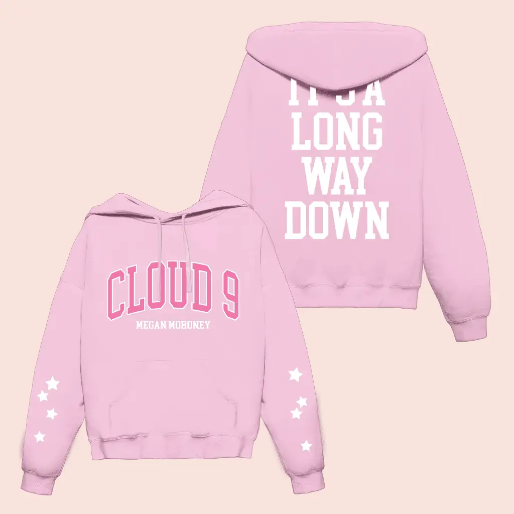 Megan Moroney Cloud 9 Merch Pink Hoodie It's A Long Way Down Hooded Sweatshirt Fan Apparel