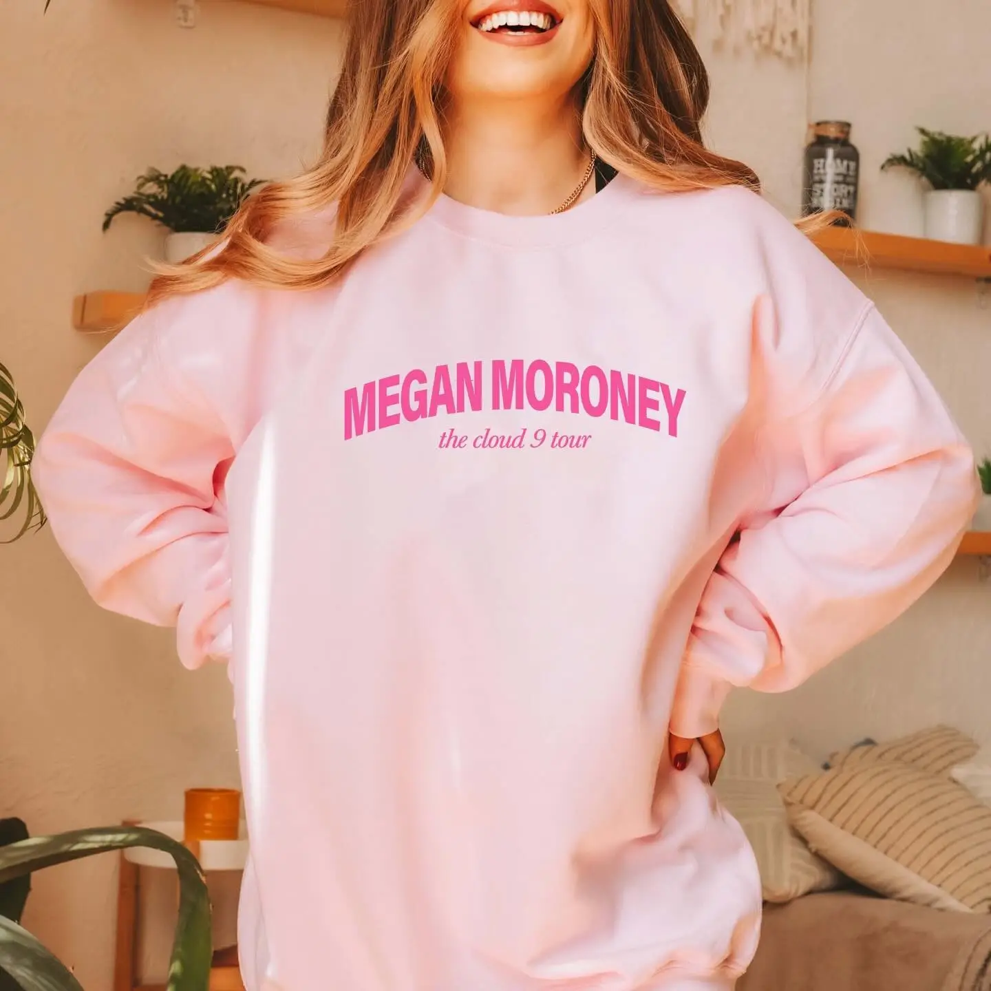 Megan Moroney Cloud 9 Tour Merch Pink Crewneck Sweatshirt Megan Moroney Concert Fan Gifts