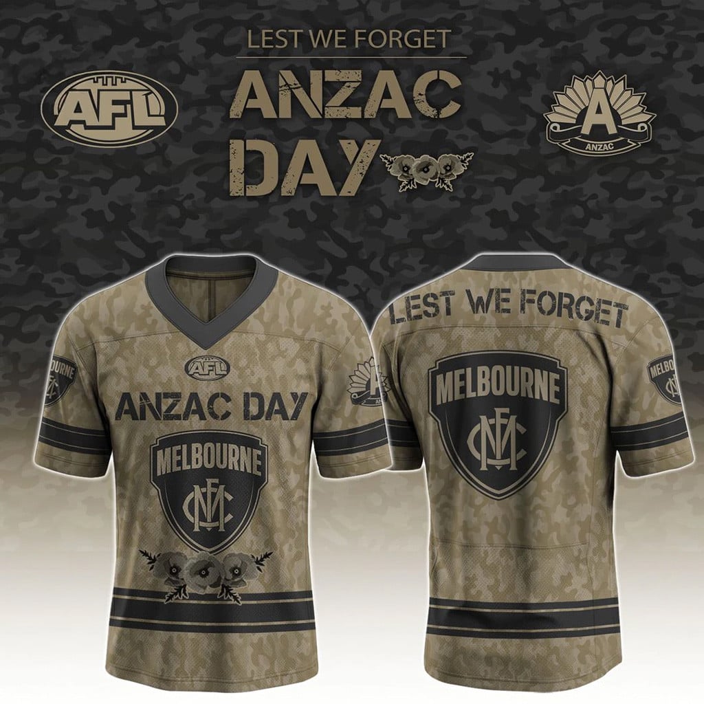 Melbourne Demons X Anzac Day Football Jersey 2026 Melbourne Demons Merch Lest We Forget