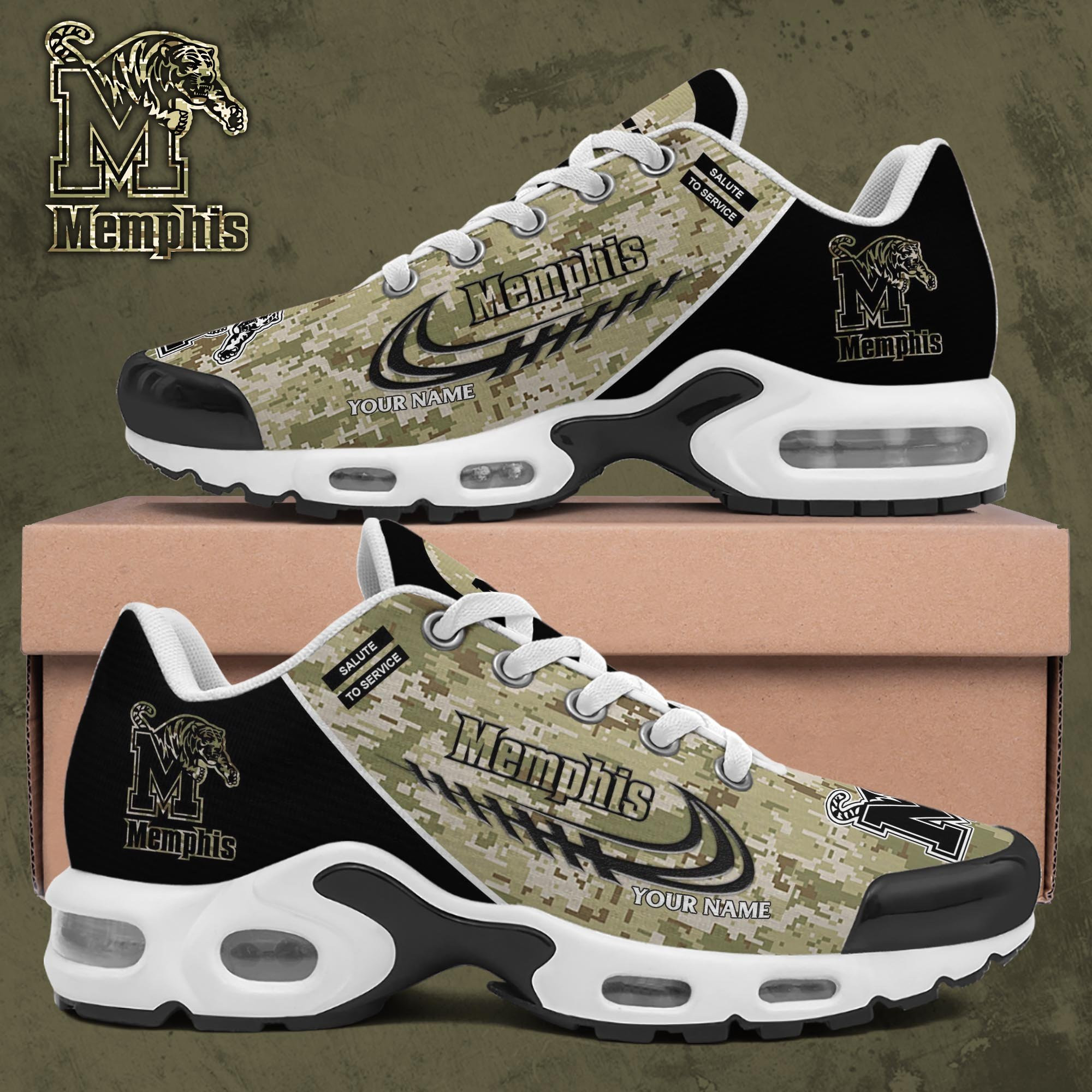 Memphis Tigers Shoes 2025 Version Custom Name, Camouflage Shoes, Gifts For Football Lovers Ph636