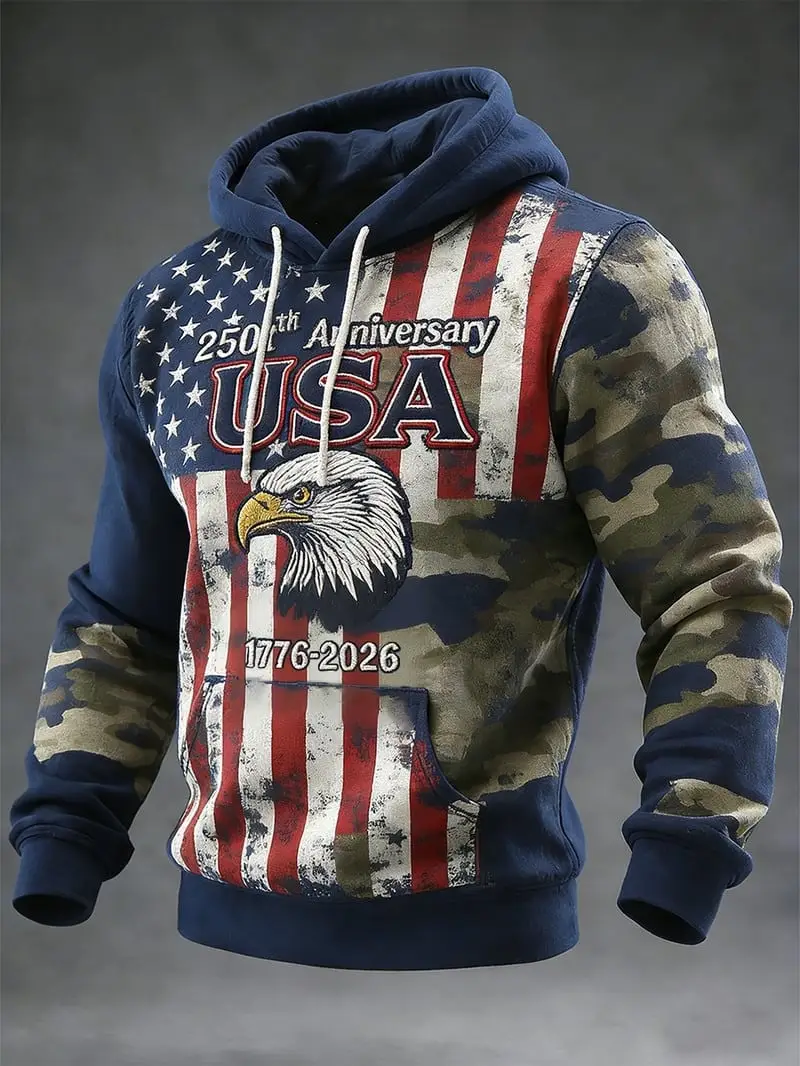 Men���s American Flag 250th Anniversary Hoodie American Pride Gift fo Husband Men���s American Flag 250th Anniversary Hoodie American Pride Gift fo Husband - Image 1