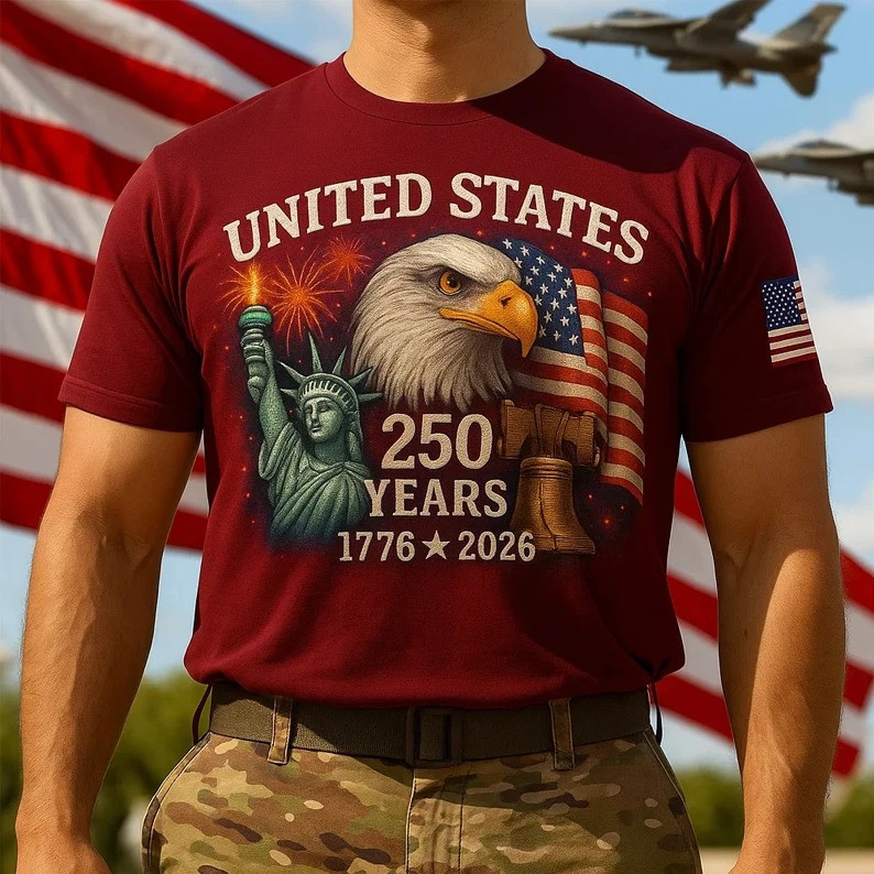Men���s United States 250th Anniversary T-Shirt Patriotic American Eagle Graphic Tee