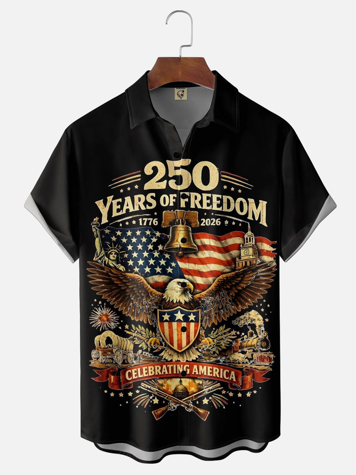 Men's 250 Years of Freedom Patriotic Hawaiian Shirt 1776 2026 Merch Father’s Day Gifts