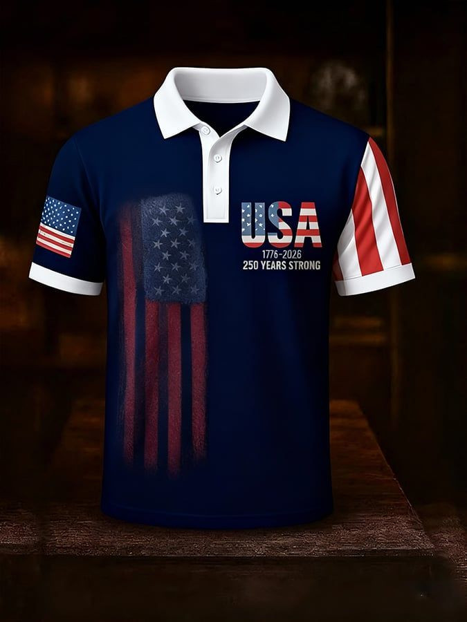 Men's 250th Anniversary Polo Shirt USA Independence Day Clothes Birthday Gift For Brother Men's 250th Anniversary Polo Shirt USA Independence Day Clothes Birthday Gift For Brother - Image 1