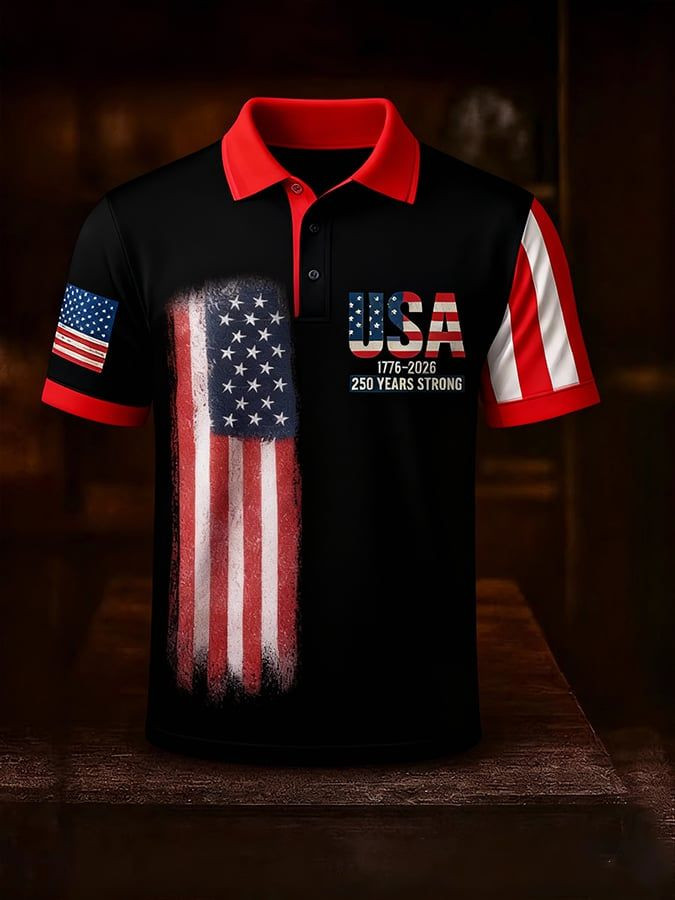 Men's 250th Anniversary Polo Shirt USA Independence Day Clothes Father’s Day Gift Ideas