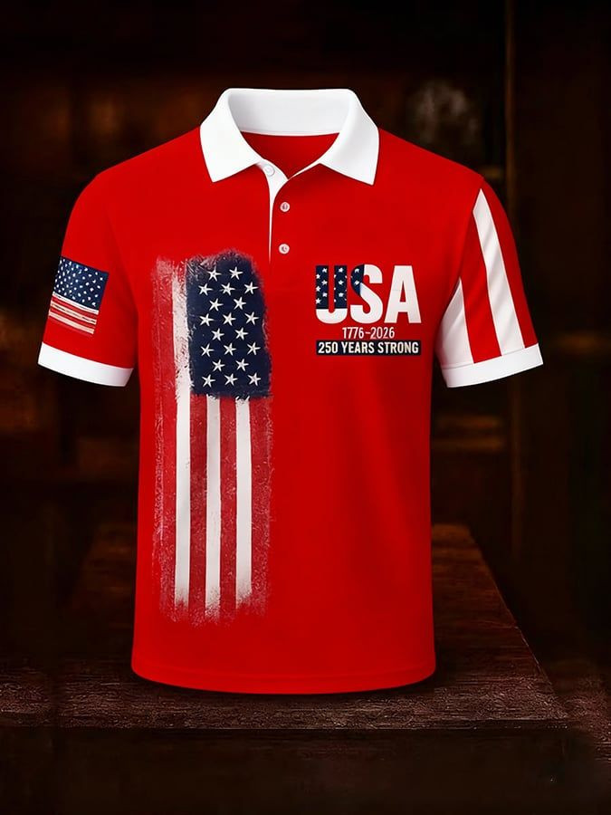Men's 250th Anniversary Polo Shirt USA Independence Day Clothes Gift Ideas For Brother
