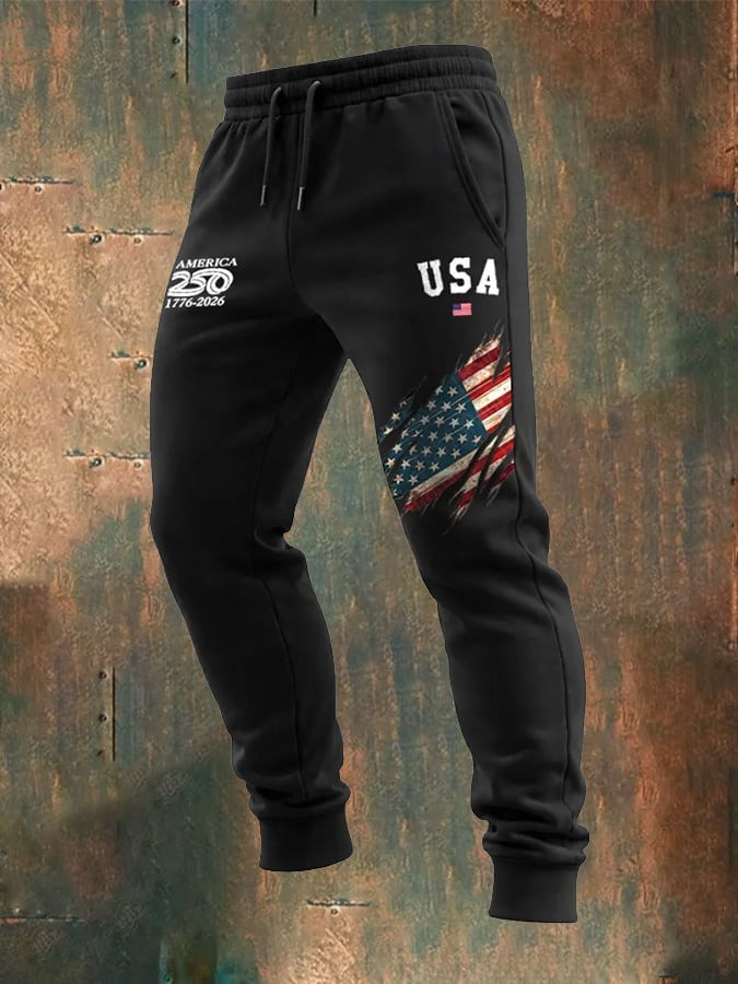 Men's 250th Anniversary Sweatpants American Flag Print Patriotic Apparel for Husband