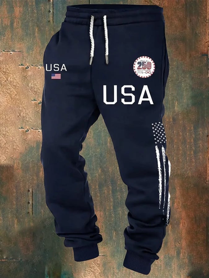 Men's 250th Anniversary Sweatpants American Flag Print Patriotic Gift for Son