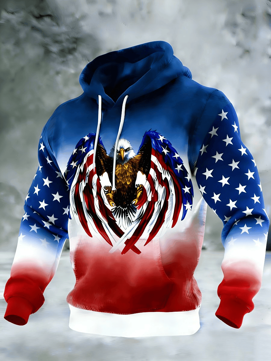 Men's American 250th Anniversary Print Hoodie American Flag Print Patriotic Gift Ideas