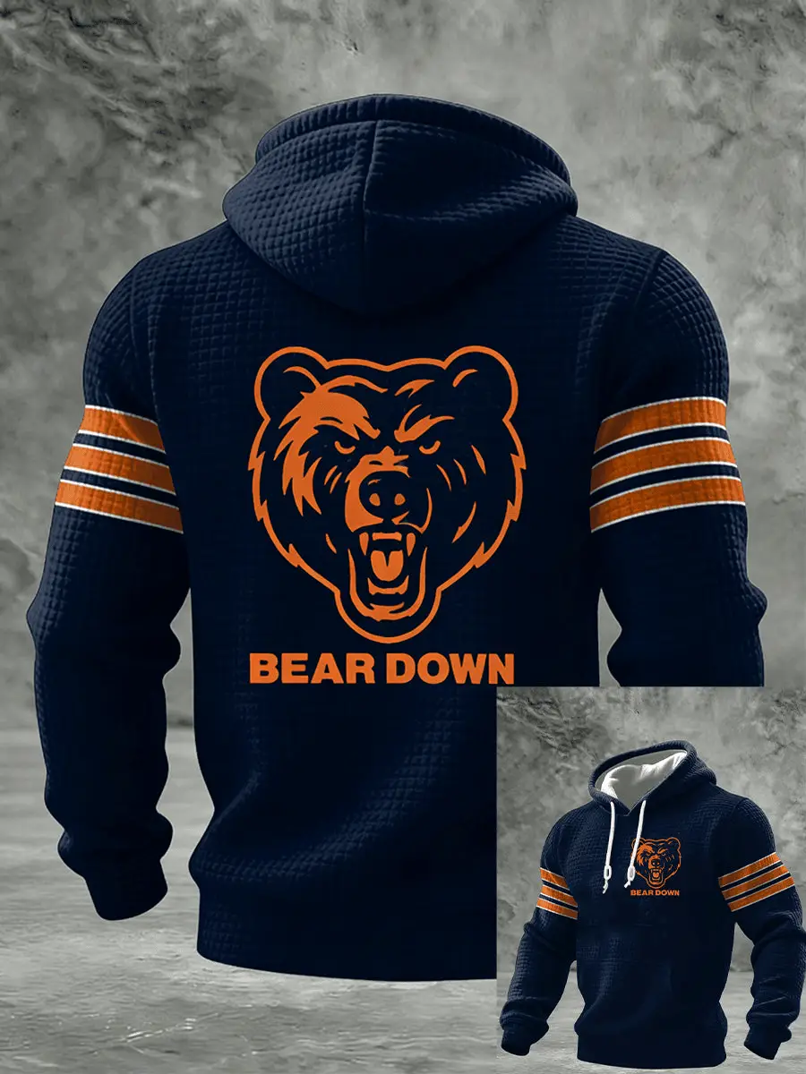 Men's Bear Down Waffle Hoodie Gameday Casual Oufit for Chicago Football Fan