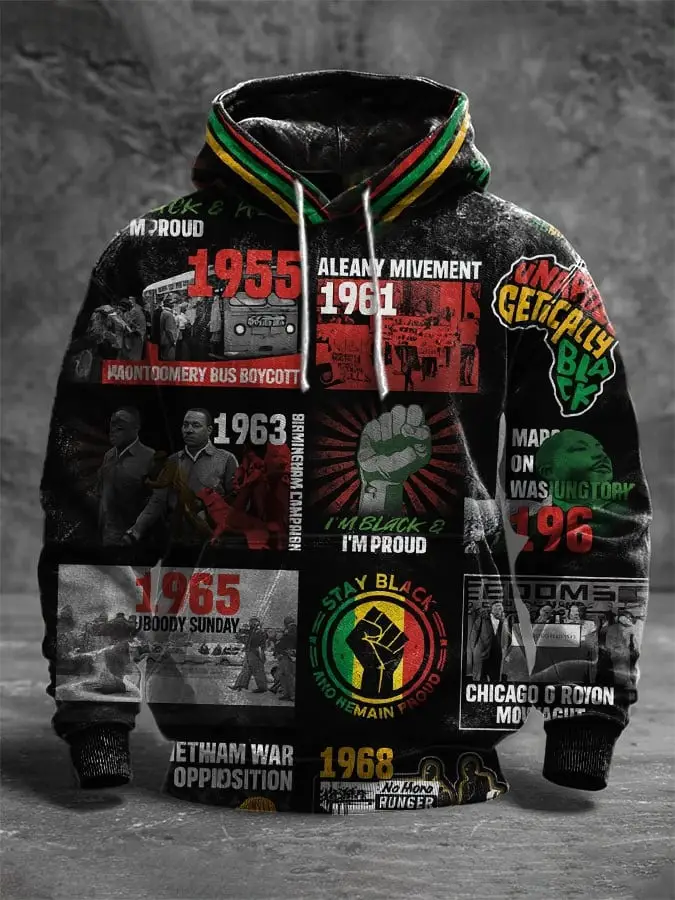 Men's Black Art Hoodie 1961 Aleany Mivement Meaningful Gift For Father's