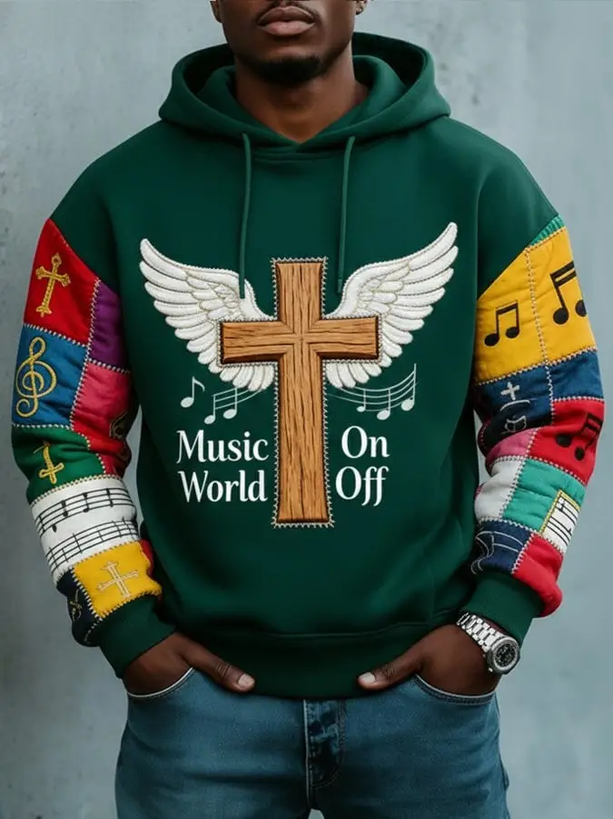 Men's Black Music Faith Hoodie Music On World Off Gift Ideas For Best Friend