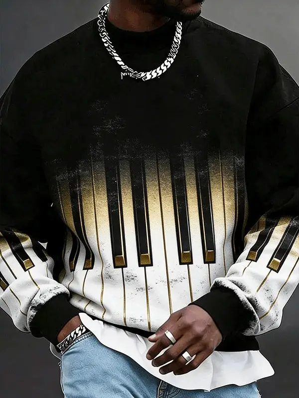 Men's Black Music Hoodie Classical Music Style Clothes Gift Ideas For Brother