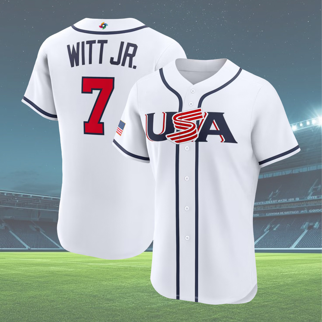 Men's Bobby Witt Jr #7 USA Baseball 2026 World Baseball Classic Home Jersey for Team USA