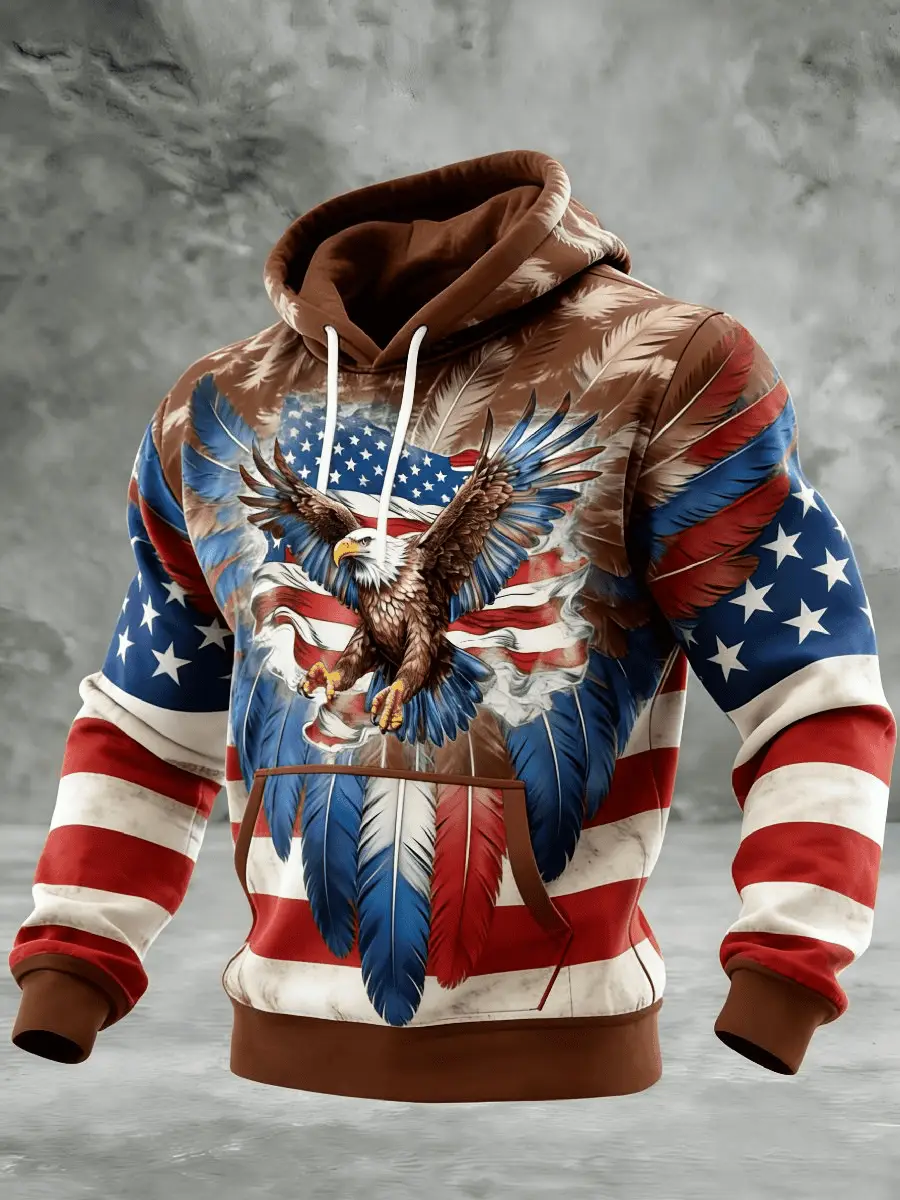 Men's Casual American 250th Anniversary Hoodie American Eagle Design Gift for Son