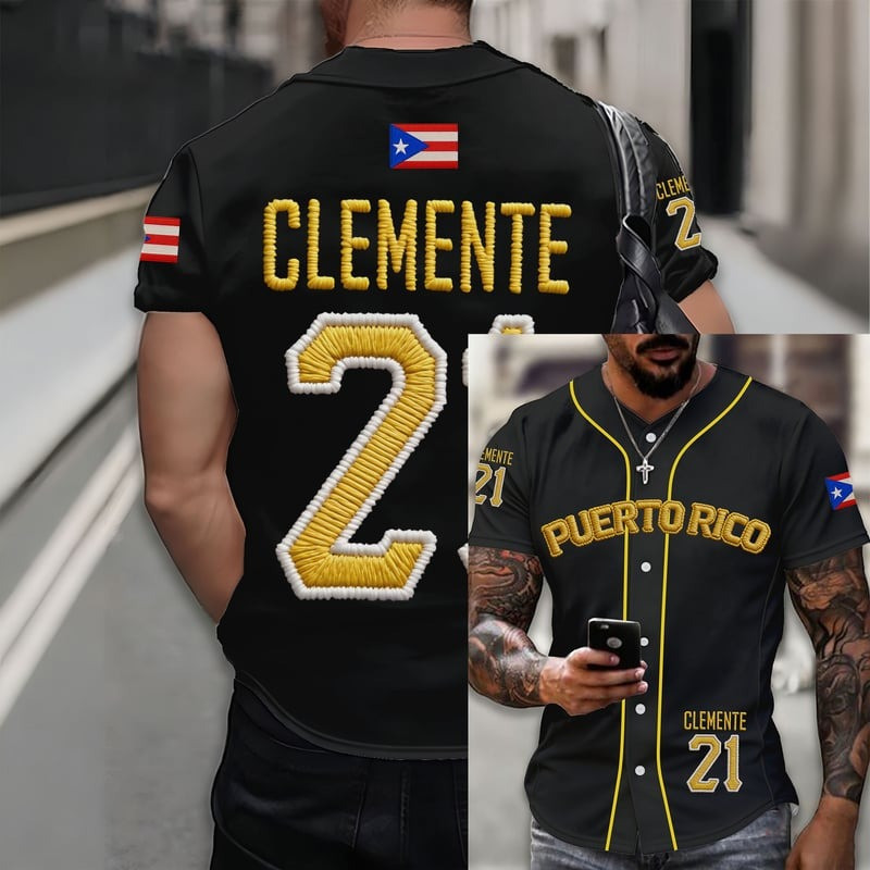Men's Clemente Puerto Rico WBC 2026 Jersey Puerto Rico Baseball Fan Gift for Husband