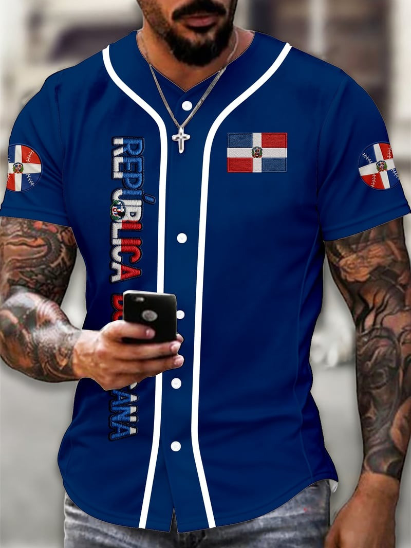 Men's Dominican Baseball Jersey Shirt Flag Game Day Dominican Republic Clothes Gift For Fan