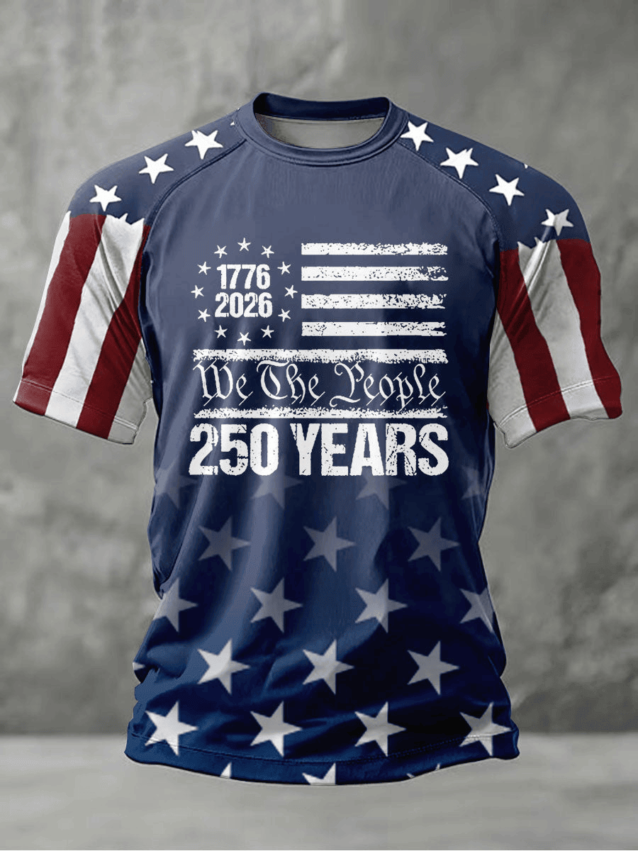 Men's Freedom 250th Anniversary Printed Casual T-Shirt American Flag Design Gift for Men Men's Freedom 250th Anniversary Printed Casual T-Shirt American Flag Design Gift for Men - Image 1