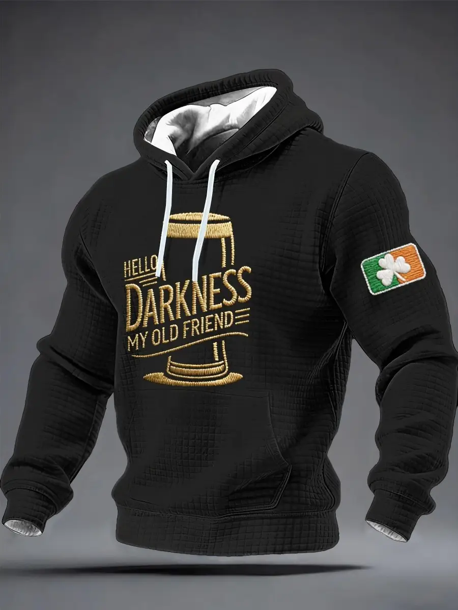 Men's Hello Darkness My Old Friend Checkered Cotton Hoodie Shamrock Clothes Gift Him Men's Hello Darkness My Old Friend Checkered Cotton Hoodie Shamrock Clothes Gift Him - Image 1