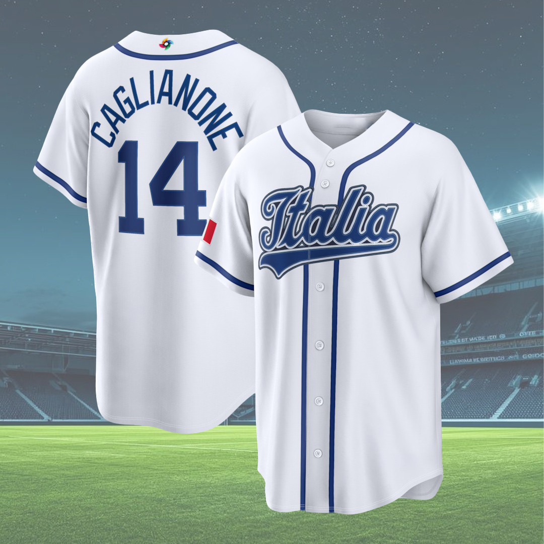 Men's Italy Baseball Jac Caglianone 2026 World Baseball Classic Home Stadium Jersey 14