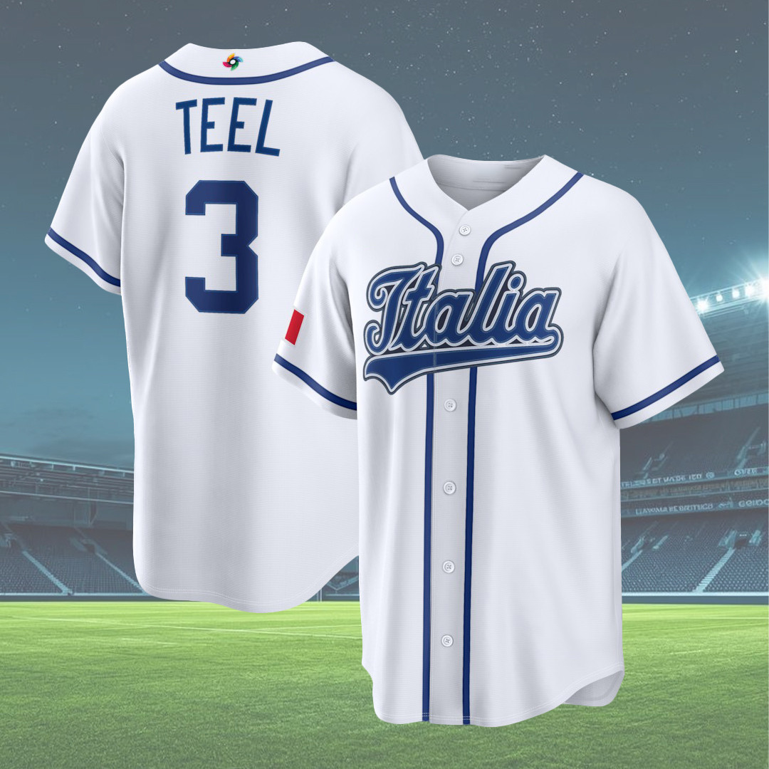 Men's Italy Baseball Kyle Teel 2026 World Baseball Classic Home Stadium Jersey #3