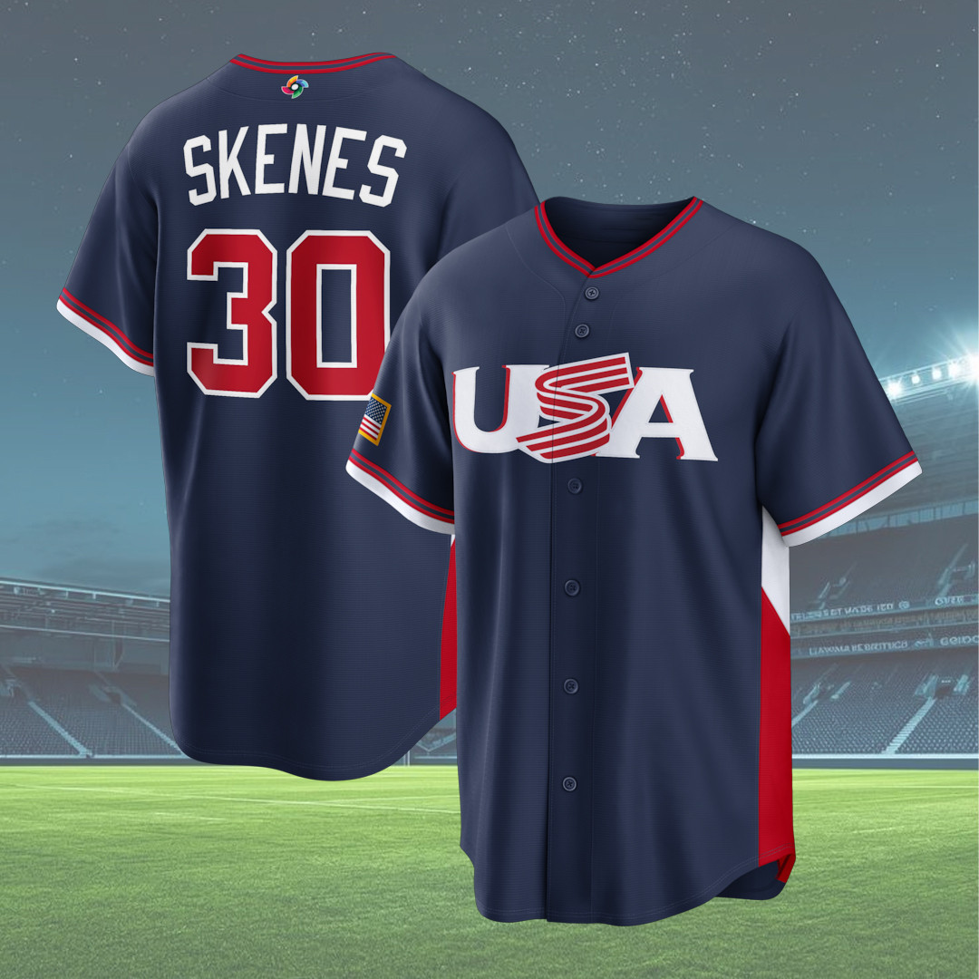 Men's Paul Skenes Navy USA Baseball 2026 World Baseball Classic Road Stadium Jersey USA Pride Gift