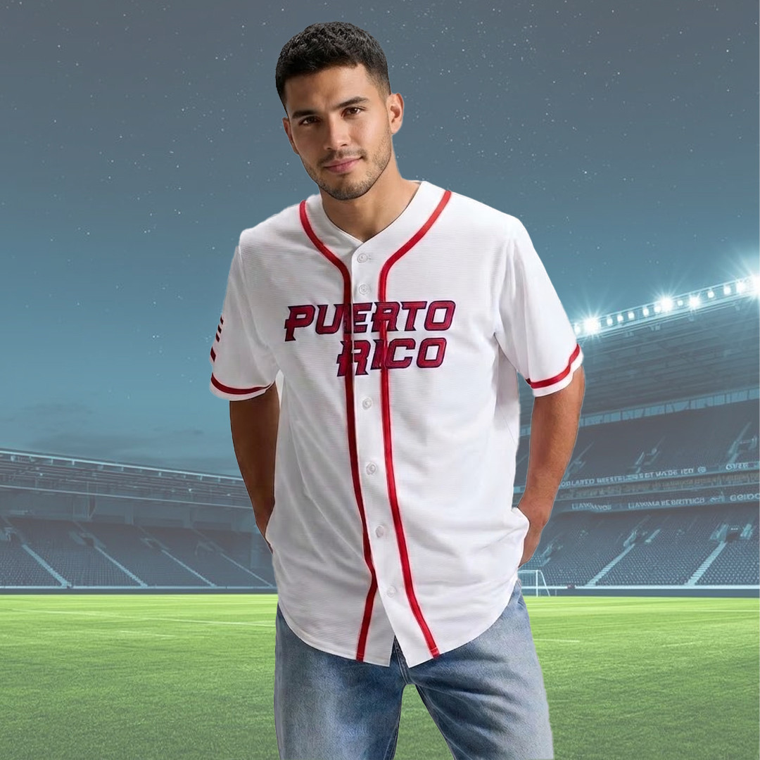 Mens Puerto Rico Baseball 2026 World Baseball Classic Home Stadium Jersey PR Clothing