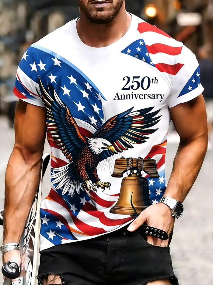 Men's Retro American 250Th Anniversary T-Shirt Patriotic Clothes Gift For Friends