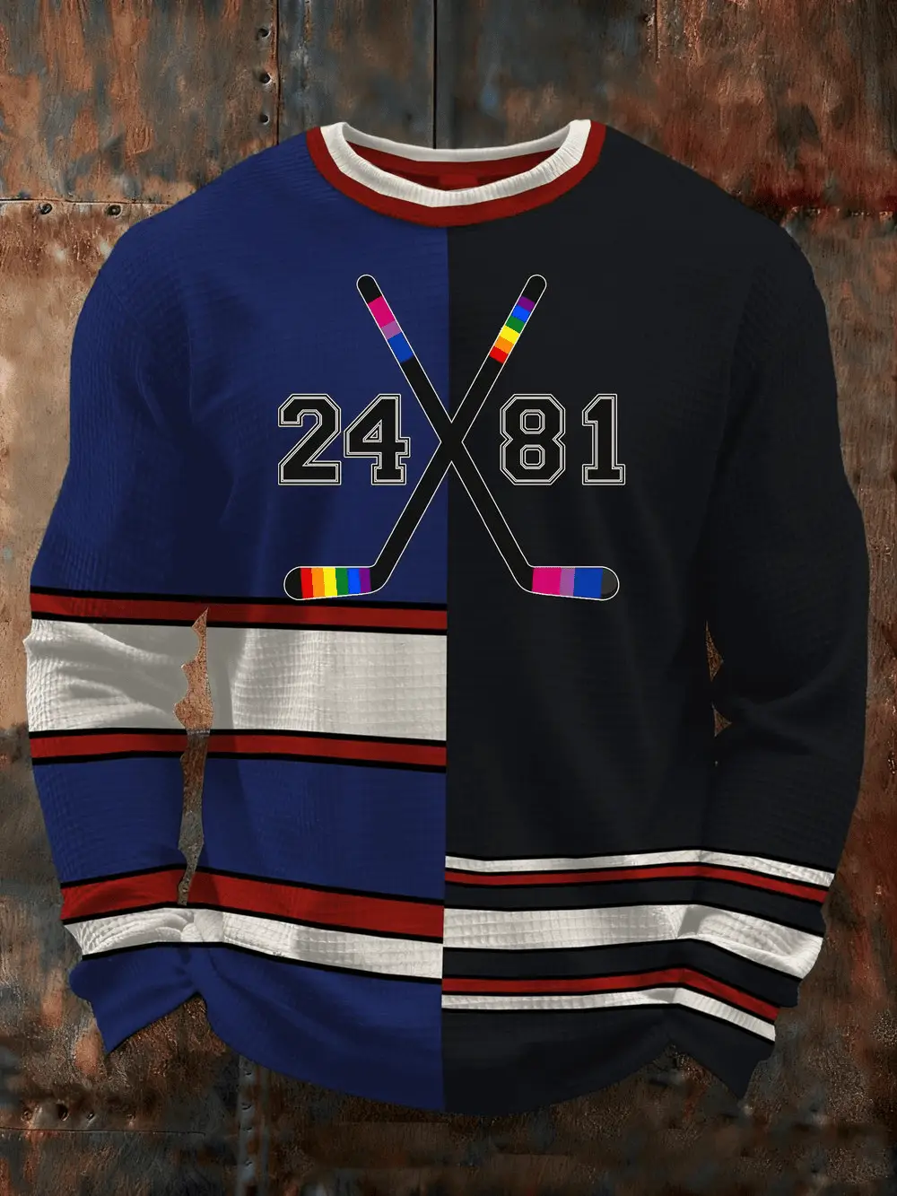 Men's Retro Pride Hockey Sticks Printed Sweatshirt Hollanov Hockey Gift for Men