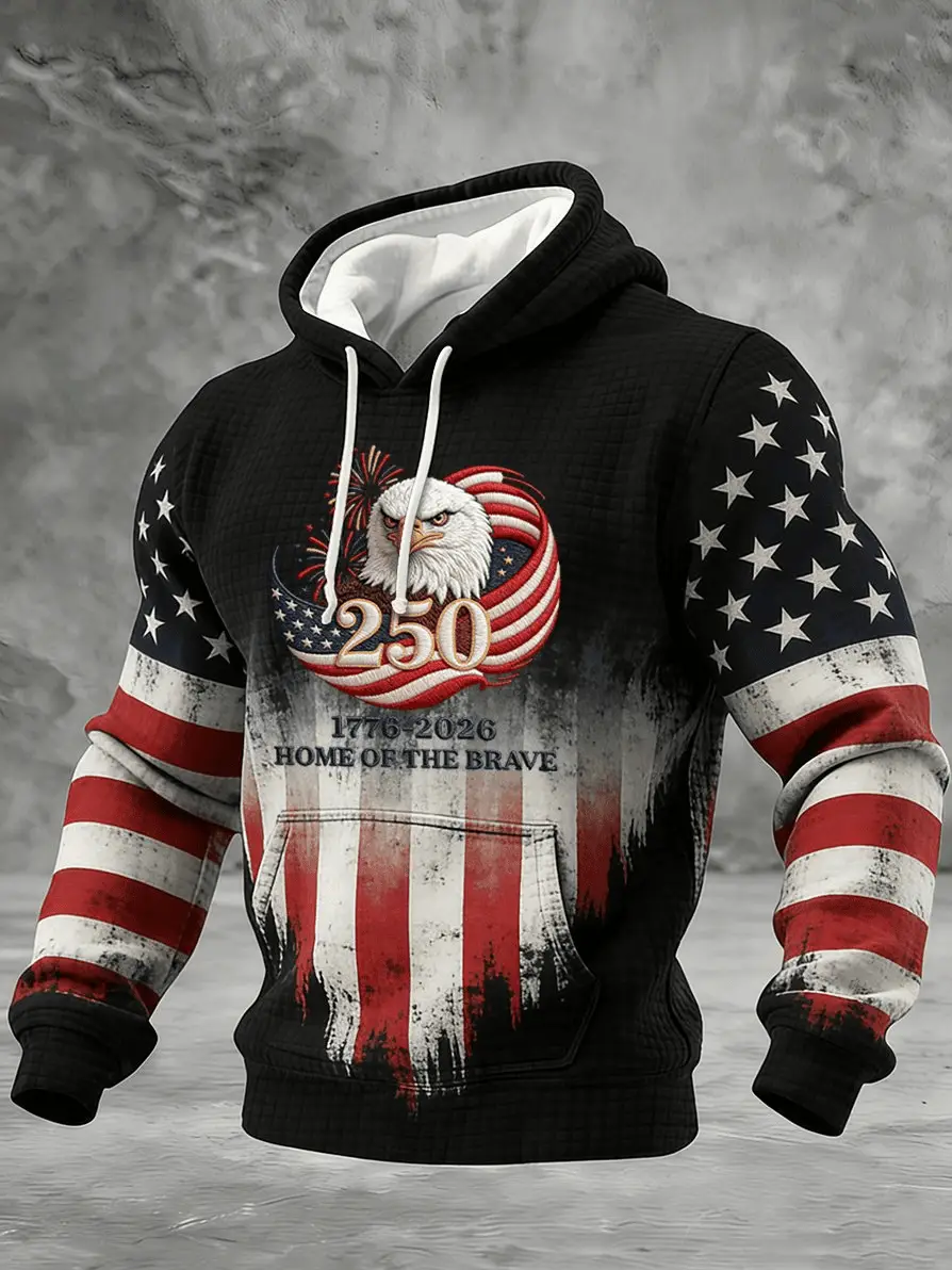 Men's US 250th Anniversary Commemorative Design Hoodie Patriotic Gift for Husband