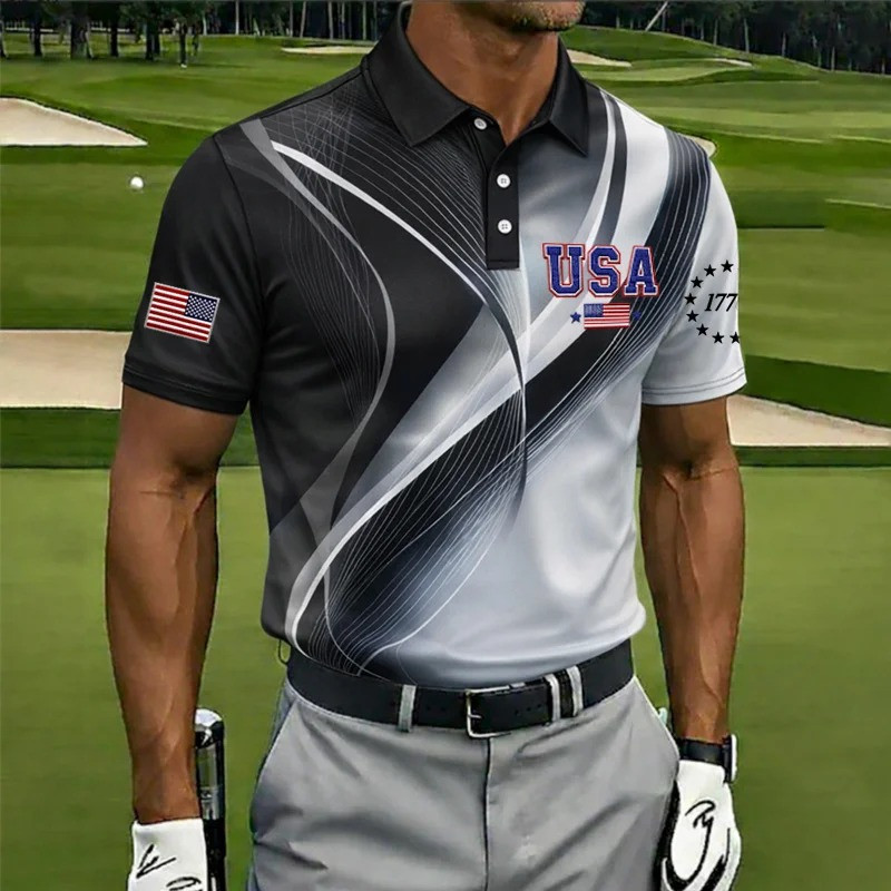 Men's US 250th Anniversary Polo Shirt 1776 2026 American Flag Shirt Independence Day Clothes