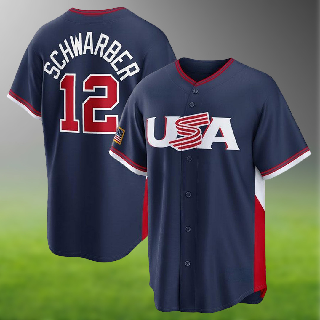 Men's USA Baseball #12 Kyle Schwarber Navy 2026 World Baseball Classic Jersey