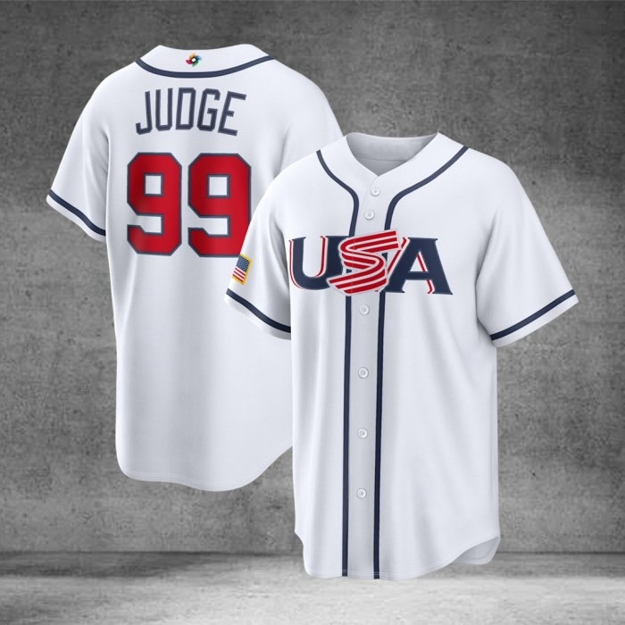 Men's USA Baseball Aaron Judge #99 2026 World Baseball Stadium Jersey WBC Theme Outfit