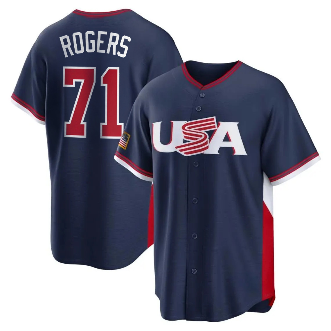 Men's USA Baseball Tyler Rogers World Baseball Classic Jersey Navy 71