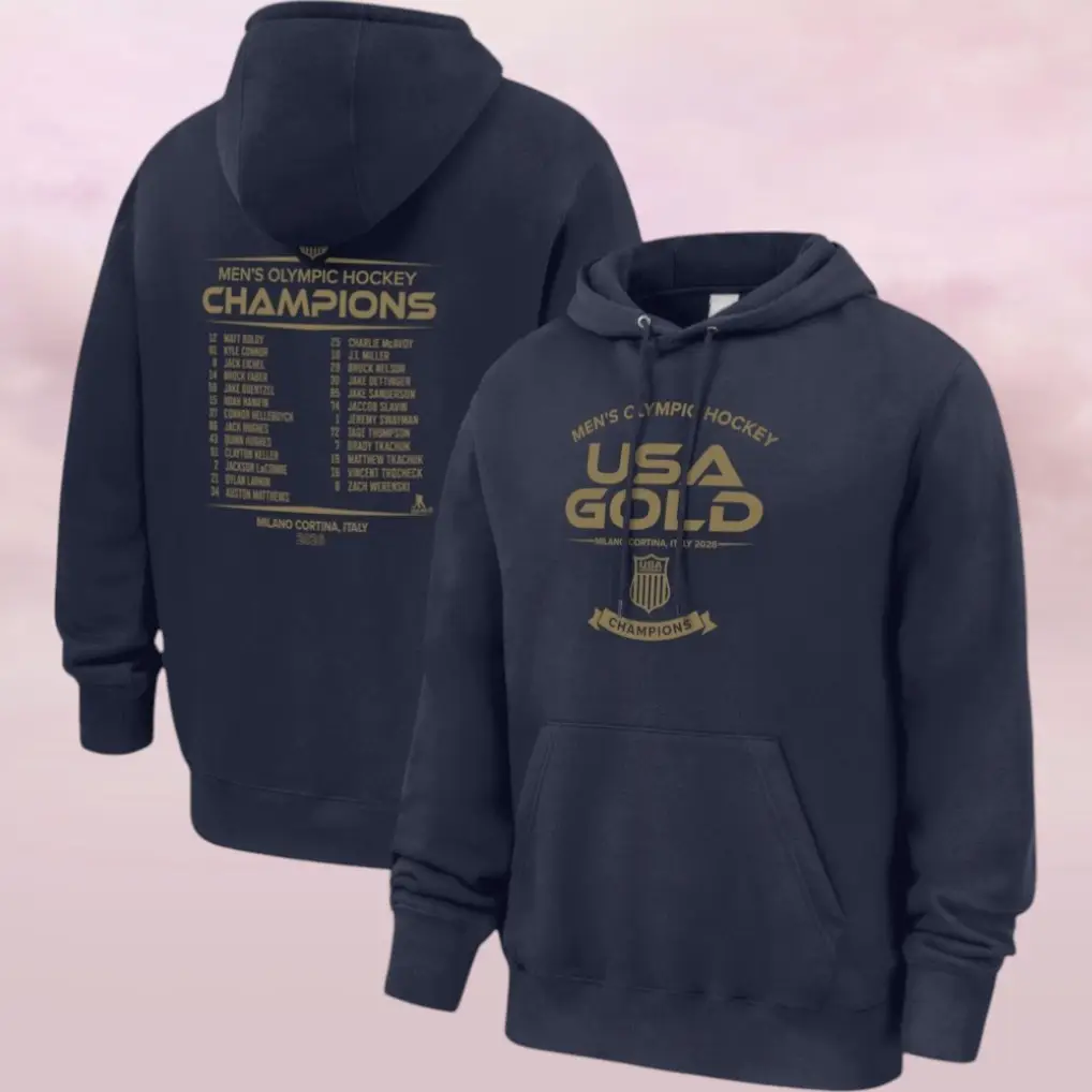 Men's USA Hockey 2026 Hoodie Winter Olympics Gold Medal Roster Clothing Gift For Him