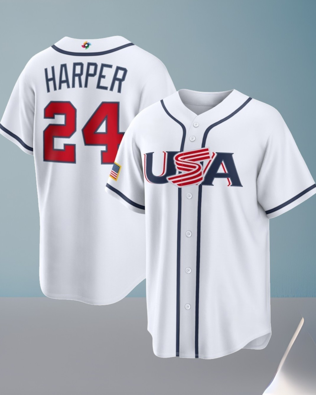 Men's USA World Baseball Classic Bryce Harper 2026 Baseball Name & Number Jersey Gift For Baseball Lovers