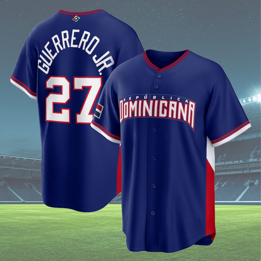 Mens Vladimir Guerrero Jr Dominican Republic Baseball 2026 WBC Road Stadium Jersey