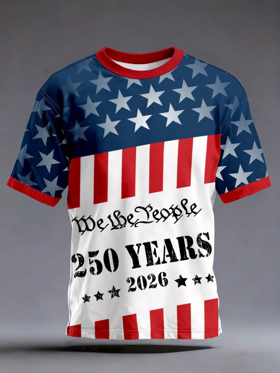 Men's We The People 250 Year Flag T-Shirt United States Patriotic Clothes Gift For Him